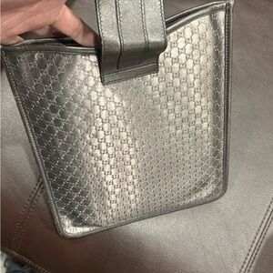 Gucci Silver Metallic Monogram Tablet Sleeve